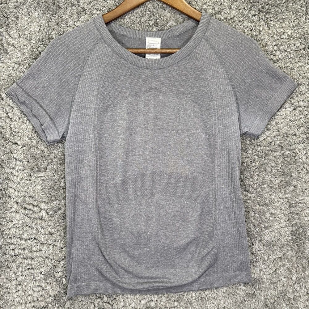 Old Navy Seamless Athletic T Shirt Grey Medium Stretch Running Short Sleeve